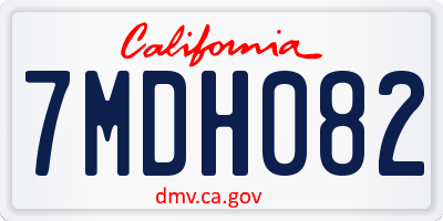 CA license plate 7MDH082