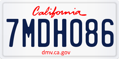 CA license plate 7MDH086