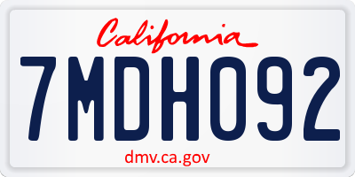 CA license plate 7MDH092