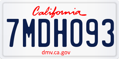 CA license plate 7MDH093