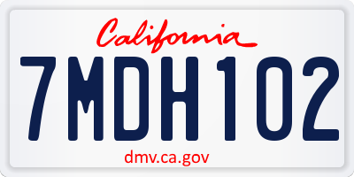 CA license plate 7MDH102