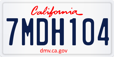 CA license plate 7MDH104