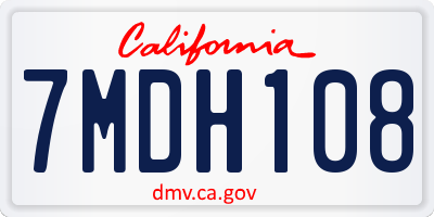 CA license plate 7MDH108