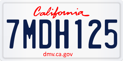 CA license plate 7MDH125