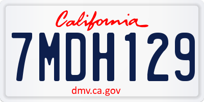 CA license plate 7MDH129