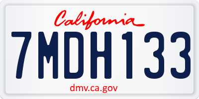 CA license plate 7MDH133