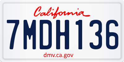 CA license plate 7MDH136