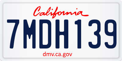 CA license plate 7MDH139