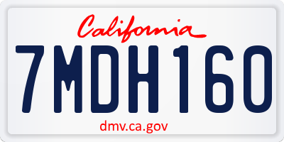 CA license plate 7MDH160