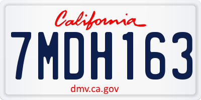 CA license plate 7MDH163