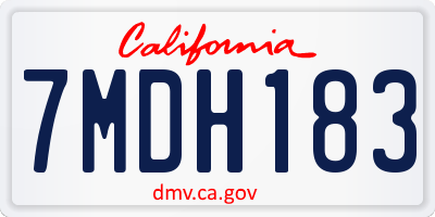 CA license plate 7MDH183