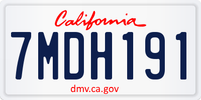 CA license plate 7MDH191