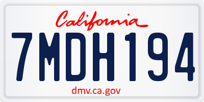 CA license plate 7MDH194