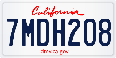 CA license plate 7MDH208