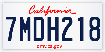 CA license plate 7MDH218