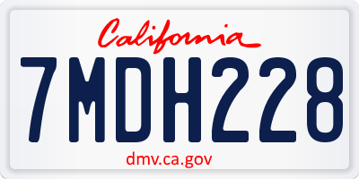 CA license plate 7MDH228