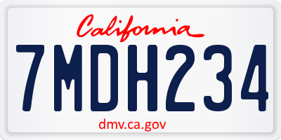 CA license plate 7MDH234