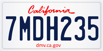 CA license plate 7MDH235