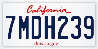 CA license plate 7MDH239