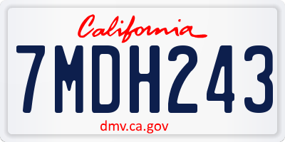 CA license plate 7MDH243