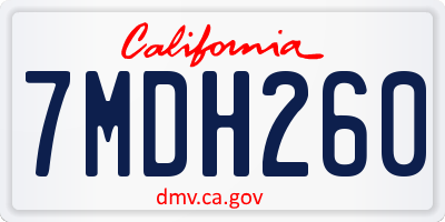 CA license plate 7MDH260