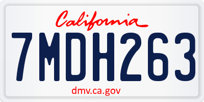 CA license plate 7MDH263
