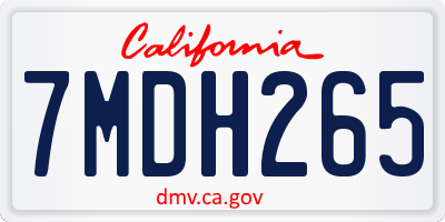 CA license plate 7MDH265