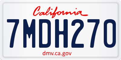 CA license plate 7MDH270