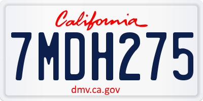 CA license plate 7MDH275