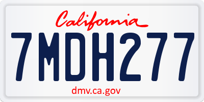 CA license plate 7MDH277
