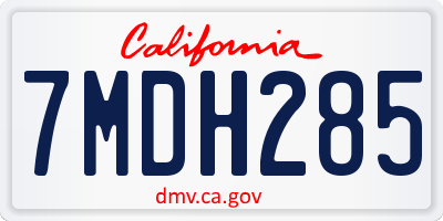 CA license plate 7MDH285