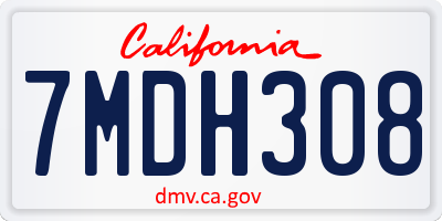 CA license plate 7MDH308