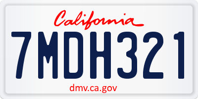 CA license plate 7MDH321