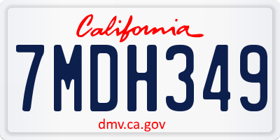CA license plate 7MDH349