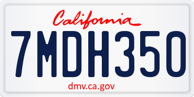 CA license plate 7MDH350