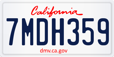 CA license plate 7MDH359
