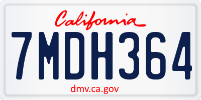 CA license plate 7MDH364