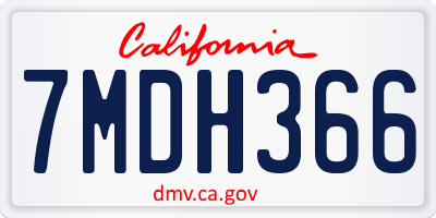 CA license plate 7MDH366