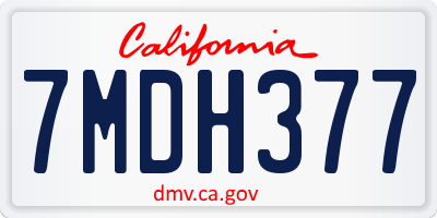 CA license plate 7MDH377