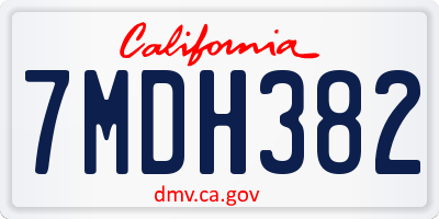 CA license plate 7MDH382