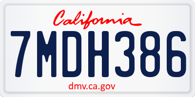 CA license plate 7MDH386