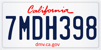 CA license plate 7MDH398
