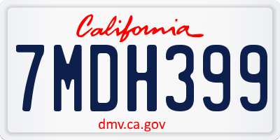 CA license plate 7MDH399