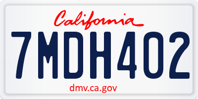 CA license plate 7MDH402