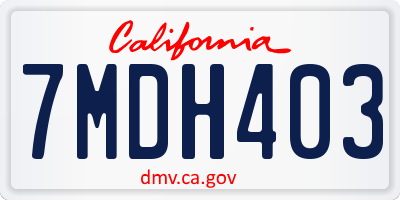 CA license plate 7MDH403