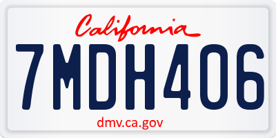 CA license plate 7MDH406