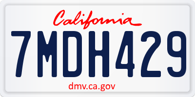 CA license plate 7MDH429