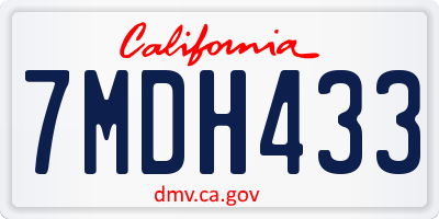 CA license plate 7MDH433