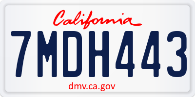 CA license plate 7MDH443