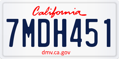 CA license plate 7MDH451